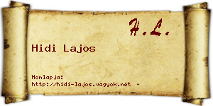 Hidi Lajos névjegykártya